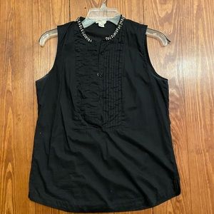 J.crew Factory black rhinestone bib blouse
